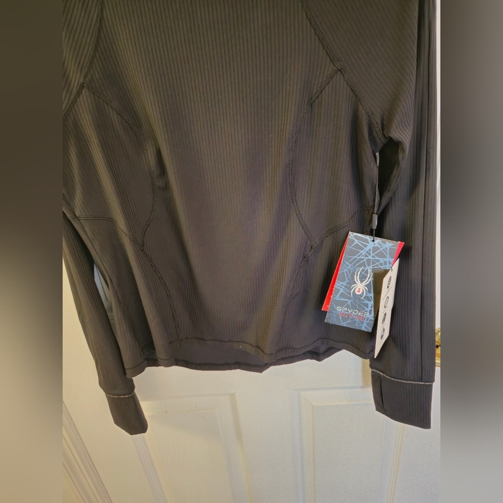 NWT Spyder Women's Active Pullover Crew Long Sleeves Shirt Black Size Medium - Picture 6 of 16